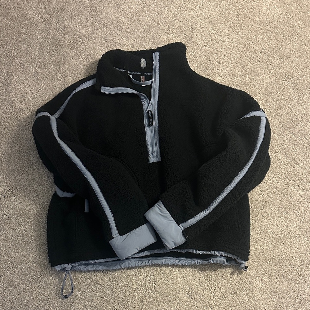 Black and Gray Quarter-Zip Fleece Pullover